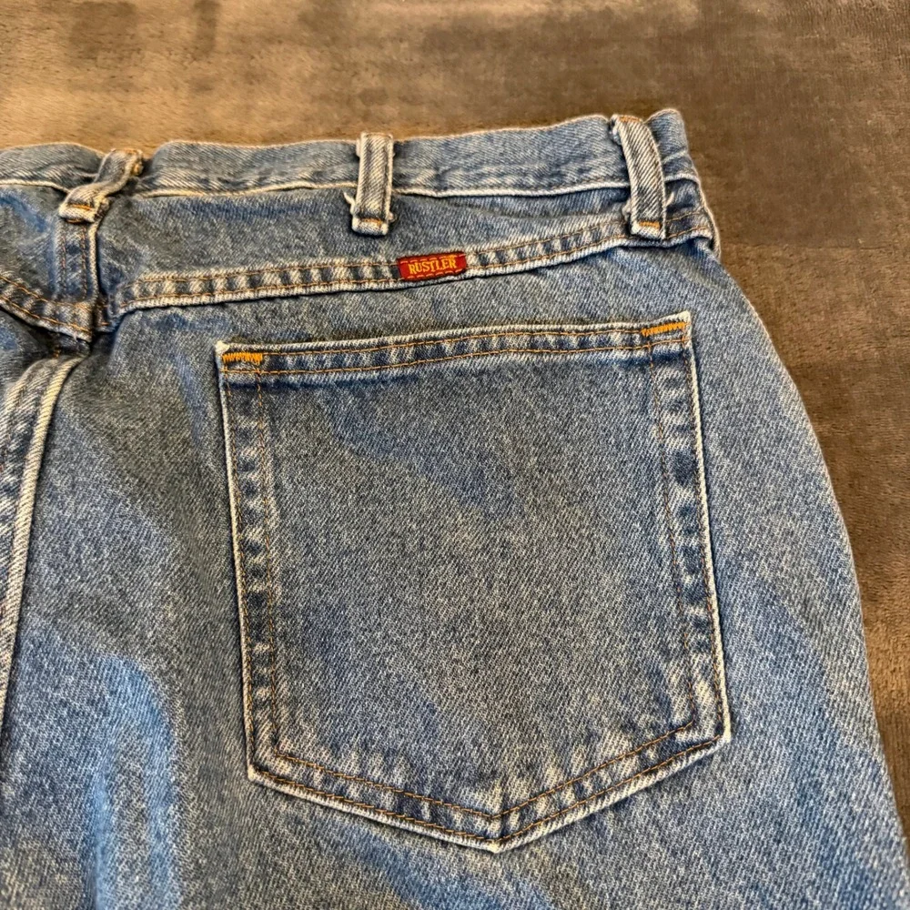 Rustler Regular Fit Straight Leg Blue Denim Jeans Mens 36x30 Medium Wash 87619SW